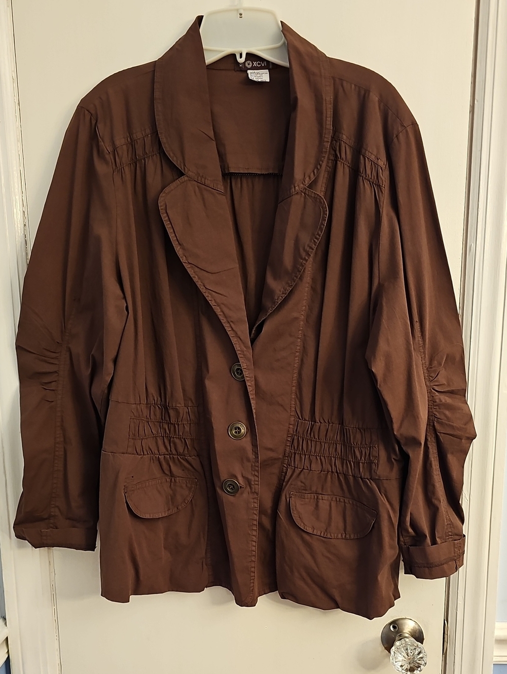 XCVI Brown Button-Front Blazer Jacket 2X